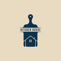 Schneiden Tafel Logo mit Küche Haus Logo Symbol Vorlage Vektor Grafik Design Illustration