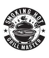 ai genererad rökning varm grill bemästra bbq t-shirt design vektor