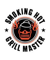 ai genererad rökning varm grill bemästra bbq t-shirt design vektor