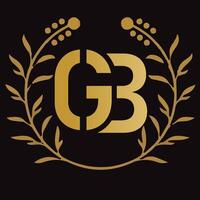 gb Brief branding Logo Design mit ein Blatt vektor