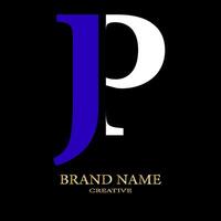 jp brev branding logotyp design med en blad.. vektor