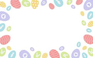 bakgrund med påsk ägg i pastell färger med ett Föra in för text, banderoller, Grattis på vår och påsk vektor