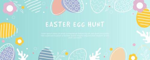 Ostern Ei jagen Banner. Gruß Karte, Poster oder Banner mit Ostern Ei Blume. Ei jagen Poster. Frühling Hintergrund vektor