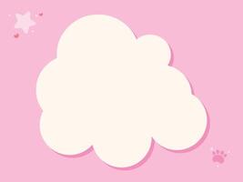 söt minimal moln form bubbla på rosa bakgrund vektor