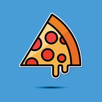 en skiva av pizza klistermärke vektor illustration
