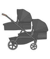 Vektor von Baby Kinderwagen isoliert auf Weiß Hintergrund. Vektor Illustration von ein skizzieren Stil.