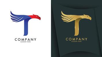 Brief t Logo mit Adler Kopf im minimalistisch Stil vektor