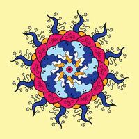 kreisförmig Gekritzel Muster Mandala Dekoration. dekorativ bunt Stammes- Ornament im ethnisch orientalisch Stil. bunt abstrakt Blume oder Sonne, mit hell Farben. vektor