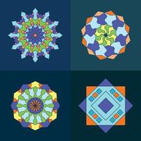 vektor cirkulär arabicum dekorativ mandala samling. uppsättning av färgrik geometrisk islamic stil dekoration. islam, arabiska, indian, turkiska, Pakistan, kinesiska, ottoman motiv.