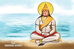 glücklich Hanuman Jayanti auf Herr Hanuman Feier Illustration Hintergrund vektor