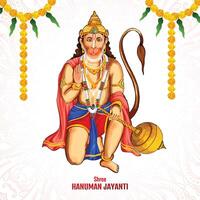 illustration av herre hanuman för hanuman jayanti festival kort bakgrund vektor