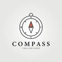 Kompass Linie Kunst Logo Vektor Illustration Design, einfach Linie Kunst Logo Ausrüstung Abenteuer, Symbol und Zeichen