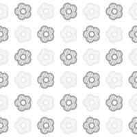 daisy blomma sömlös mönster. svart blomma på vit bakgrund. platt illustration bilder vektor