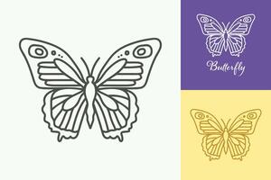 en fjäril är dragen i en serier av tre annorlunda färger vektor