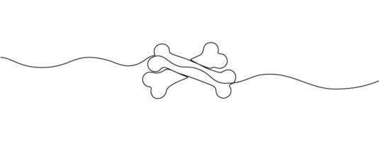 kontinuierlich Single Linie Gliederung von Hund Knochen Symbol. Single Linie Gliederung von Hund Knochen. Single Linie Zeichnung Hintergrund. Vektor Illustration.