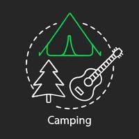 Camping Kreide Konzept Symbol. Familie Zeit zusammen Idee. Familienausflug. Übernachtung im Zelt. Unterkunft im Freien. isolierte tafelillustration des vektors vektor