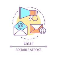 Symbol für E-Mail-Konzept. Kommunikation, Idee dünne Linie im Chat. Social-Media-App, Web-Chat. Mailing, E-Mail-Marketing. Vektor isolierte Umrisszeichnung. bearbeitbarer Strich