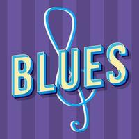 Blues Vintage 3D-Vektor-Schriftzug. Retro-fette Schriftart, Schriftart. Stilisierter Text der Pop-Art. Briefe im alten Schulstil. 90er, 80er Jahre Poster, Banner, T-Shirt-Typografie-Design. violett gestreifter Farbhintergrund vektor