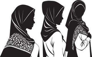 schöne muslimische frau im hijab mode silhouette vektor