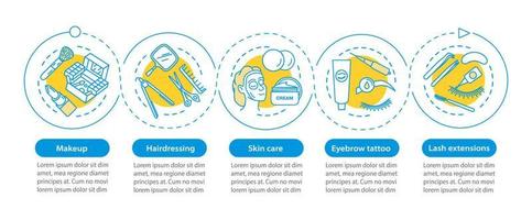 skönhetssalong procedurer vektor infographic mall. affärspresentation designelement. datavisualisering med fem steg och alternativ. process tidslinjediagram. arbetsflödeslayout med linjära ikoner