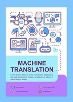 Broschürenvorlagenlayout für maschinelle Übersetzung. automatisierte Interpretation. Flyer, Broschüre, Broschürendruckdesign mit linearen Illustrationen. Vektorseitenlayouts für Zeitschriften, Berichte, Werbeplakate vektor