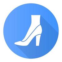 Pumpen blaue flache Design lange Schatten Glyphe Symbol. Frau stilvolles formelles Schuhdesign. weibliche lässige gestapelte High Heels, luxuriöse moderne Pumps. modisches Accessoire. Vektor-Silhouette-Abbildung vektor