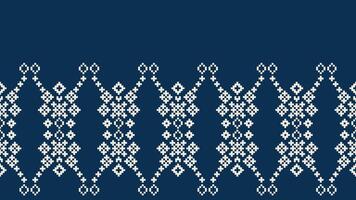 traditionell ethnisch Motive Ikat geometrisch Stoff Muster Kreuz Stich.ikat Stickerei ethnisch orientalisch Pixel Marine Blau Hintergrund. abstrakt, vektor, illustration. Textur, Schal, Dekoration, Tapete. vektor