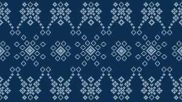 traditionell ethnisch Motive Ikat geometrisch Stoff Muster Kreuz Stich.ikat Stickerei ethnisch orientalisch Pixel Marine Blau Hintergrund. abstrakt, vektor, illustration. Textur, Schal, Dekoration, Tapete. vektor