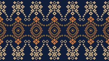 traditionell etnisk motiv ikat geometrisk tyg mönster korsa stitch.ikat broderi etnisk orientalisk pixel Marin blå bakgrund. abstrakt, vektor, illustration. textur, halsduk, dekoration, tapeter. vektor