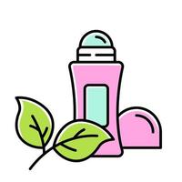 Farbsymbol für natürliches Roll-on-Deo. hypoallergenes Antitranspirant. Körperpflegeprodukt. Hygiene. aluminiumfrei. Schutz vor Nässe, Geruch. Bio-Kosmetik. isolierte Vektorillustration vektor