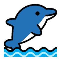 delfin tecknad serie grova fylld översikt ikon vektor