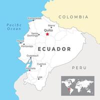 ecuador Karta med huvudstad quito, mest Viktig städer och nationell gränser vektor