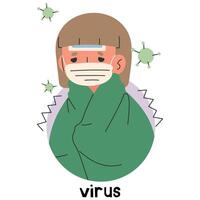 virus 7 söt på en vit bakgrund, illustration. vektor
