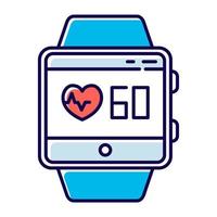 Farbsymbol für die Herzfrequenz-Tracking-Smartwatch-Funktion. Gesundheitsindikatoren. Messung von Herzschlägen. Fitnessarmband und Wellness-Service. isolierte Vektorillustration vektor