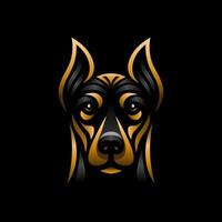 Dobermann Hund Kopf Logo Kunst Vektor Illustration