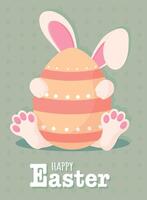 Lycklig påsk kort kanin och påsk ägg vektor