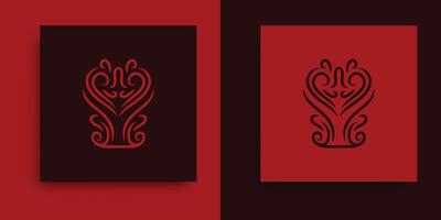 zwei rot und schwarz Geschäft Karten mit ein Stammes- Design vektor