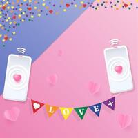 Liebe Hintergrund mit Handy, Mobiltelefon Telefon und Rosa Herz vektor