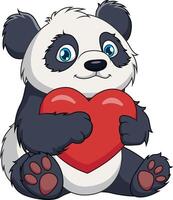 Illustration von ein süß Karikatur Panda Sitzung und halten Liebe vektor