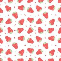 sömlösa jordgubbar mönster. doodle vektor med röda jordgubbar ikoner. vintage jordgubbar mönster