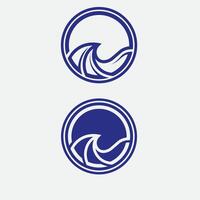 Vinka och vatten isolerat runda form logotyp blå Färg hav, hav, flod yta vektor