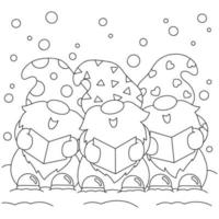 dvärgarna sjunger julsånger. målarbok sida för barn. seriefigur. vektor illustration isolerad på vit bakgrund.