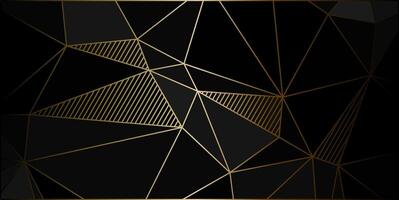 schwarz Gold elegant geometrisch Hintergrund mit Dreiecke und Linien vektor