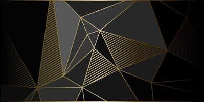 schwarz Gold elegant geometrisch Hintergrund mit Dreiecke und Linien vektor