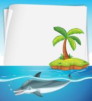 Pappersdesign med delfin i havet vektor