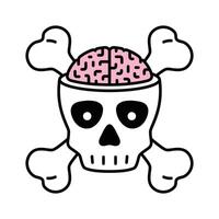 skalle bones ikon hjärna vektor halloween logotyp zombie pirat symbol ben spöke huvud tecknad serie karaktär klotter illustration design