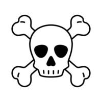 Schädel gekreuzte Knochen Symbol Vektor Halloween Logo Pirat Symbol Knochen Geist Kopf Karikatur Charakter Illustration Gekritzel Design