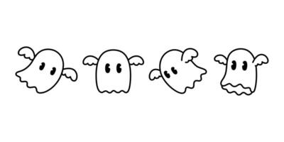 spöke vektor läskigt ikon halloween logotyp symbol tecknad serie karaktär fladdermus vinge ondska klotter illustration design