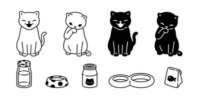 Katze Vektor Symbol Kattun Kätzchen Charakter Karikatur Haustier Essen Schlag Milch Logo Symbol Gekritzel Illustration Tier Design