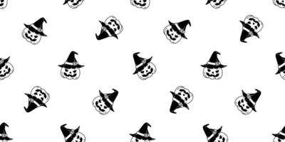 Kürbis Halloween nahtlos Muster Vektor Hexe Hut Geist Karikatur wiederholen Hintergrund Schal isoliert Fliese Hintergrund Illustration Symbol Symbol Gekritzel Weiß Design